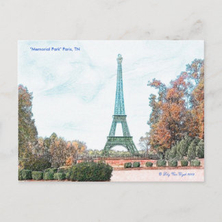 "Memorial Park" Paris, TN, Postcard