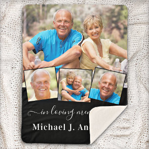 Memorial Personalised 4 Picture In Loving Memory  Sherpa Blanket