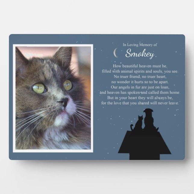 Memorial Pet Dog Cat with Custom Photo Spiritual Plaque (Front)