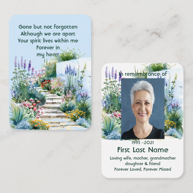 Memorial Photo Beautiful Garden Path Gardener Business Card (Front/Back)