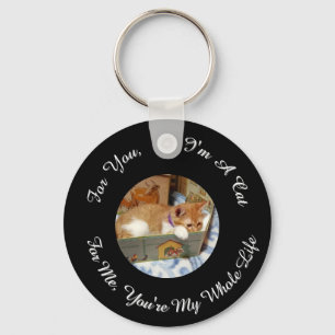 Memorial Photo Cat, Name, Text, replaceable,  Key Ring