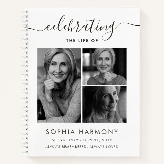 Memorial Photo Celebration of Life Funeral Notebook (Front)
