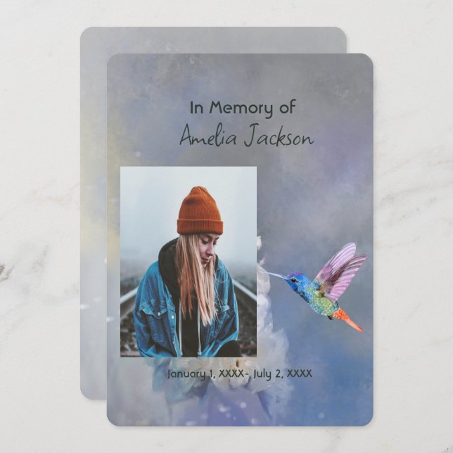 Memorial Photo Celebration of Life Keepsake  Invitation (Front/Back)