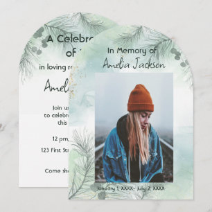 Memorial Photo Celebration of Life Keepsake Invitation