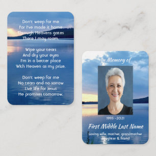 Memorial Photo Christian Lake Sunrise Nature Business Card