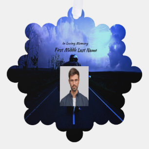Memorial Photo Christian Motorcycle Biker  Tree Decoration Card