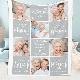 Memorial Photo Collage 6 Personalised Remembrance  Fleece Blanket
