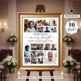 Memorial Photo Collage Forever In Our Hearts Poster