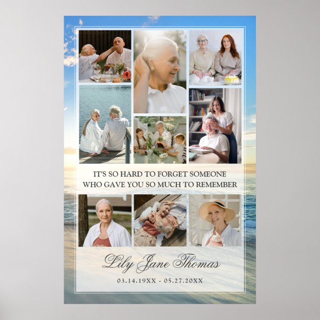 Memorial Photo Collage Funeral Sympathy Poster (Front)