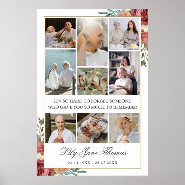 Memorial Photo Collage Funeral Sympathy Poster (Front)
