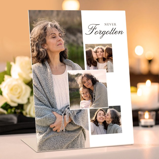 Memorial Photo Collage Loss of Mom Gift Sympathy Pedestal Sign (Memorial Funeral Photo Collage Loss of Mom Gift Pedestal Sign, Bereavement Gift, Loss Of Mom Gift)