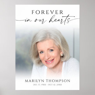 Memorial Photo Elegant Script Funeral Welcome Sign