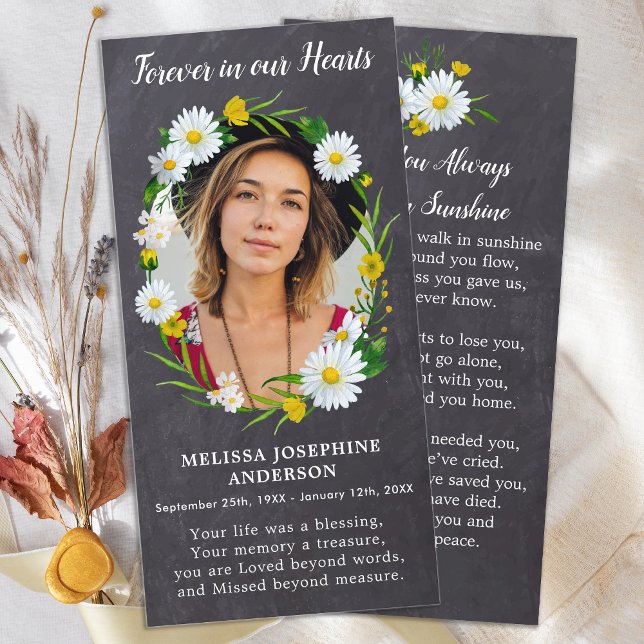 Memorial Photo Floral Funeral Prayer Bookmark Card (Creator Uploaded)