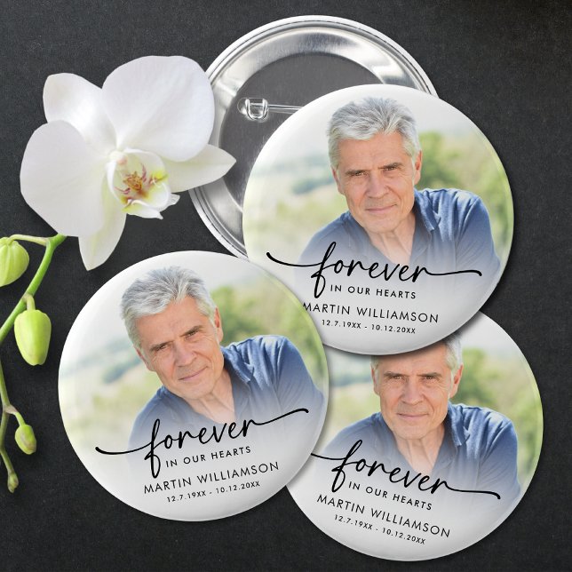 Memorial Photo Forever In Our Hearts Keepsake 6 Cm Round Badge (Creator Uploaded)
