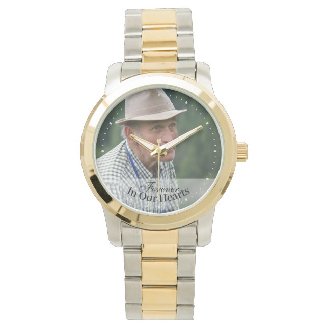 Memorial Photo Forever In Our Hearts Keepsake Watch (Front)