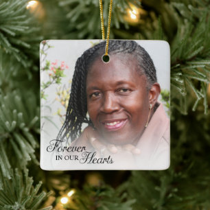 Memorial Photo Forever In Our Hearts Mother Ceramic Ornament