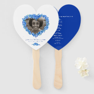 Memorial photo forget-me-not heart program hand fan