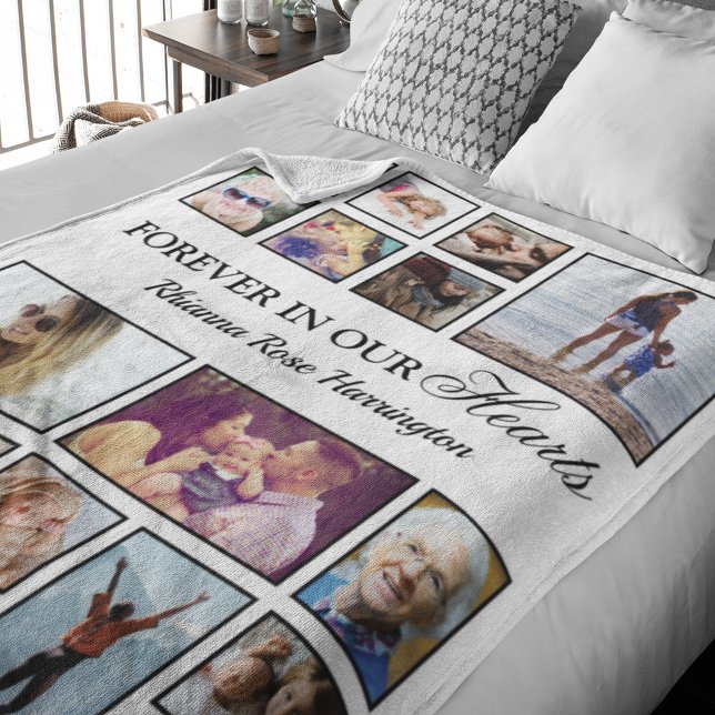 Memorial Photo Gift | Forever in our Hearts Fleece Blanket (Creator Uploaded)