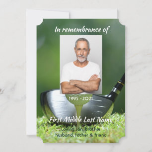 Memorial Photo Golfer Golf Course Golfing Invitation