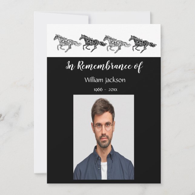 Memorial Photo Graphic Art Horses Invitation (Front)