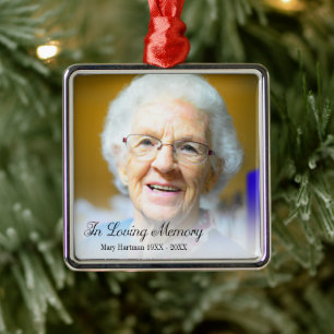 Memorial Photo In Loving Memory Grandmother Metal Tree Decoration