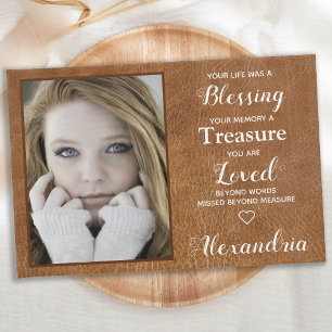 Memorial Photo In Loving Memory Leather Funeral Guest Book