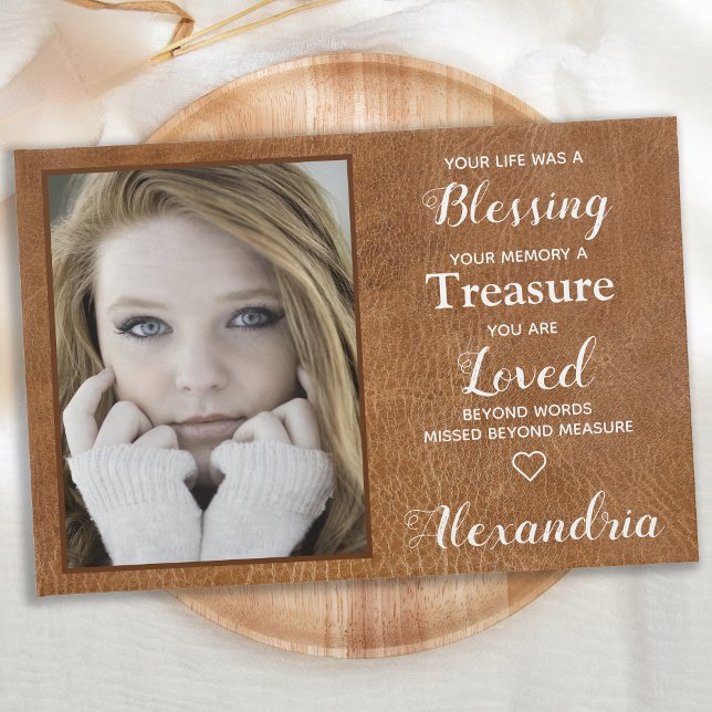 Memorial Photo In Loving Memory Leather Funeral Guest Book (Creator Uploaded)