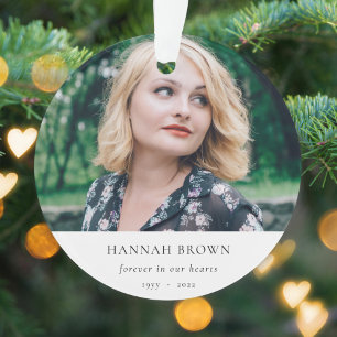 Memorial Photo   In Loving Memory Modern Elegant Ornament