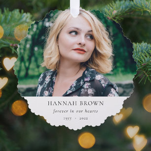 Memorial Photo   In Loving Memory Modern Elegant Tree Decoration Card