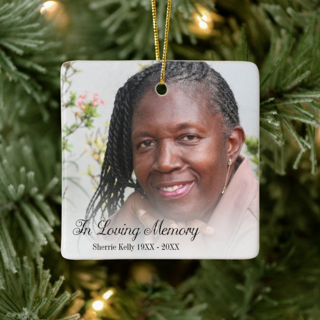Memorial Photo In Loving Memory Mother Ceramic Ornament (Tree)