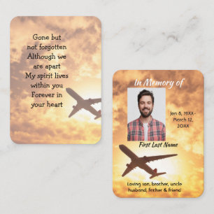 Memorial Photo Keepsake Aeroplane Pilot Business Card