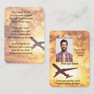 Memorial Photo Keepsake Aeroplane Pilot Business Card