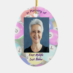 Memorial Photo Keepsake Bingo Game Ceramic Tree Decoration