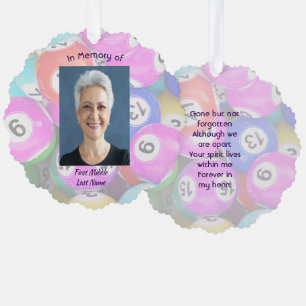 Memorial Photo Keepsake Bingo Game Tree Decoration Card