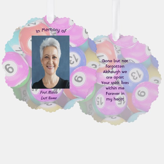  Memorial Photo Keepsake Bingo Game Tree Decoration Card (Front/Back)