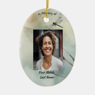 Memorial Photo Keepsake Custom Dragonfly Ceramic Tree Decoration