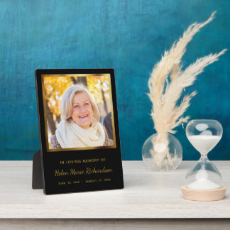 Memorial Photo Keepsake Modern Elegant Gold Plaque