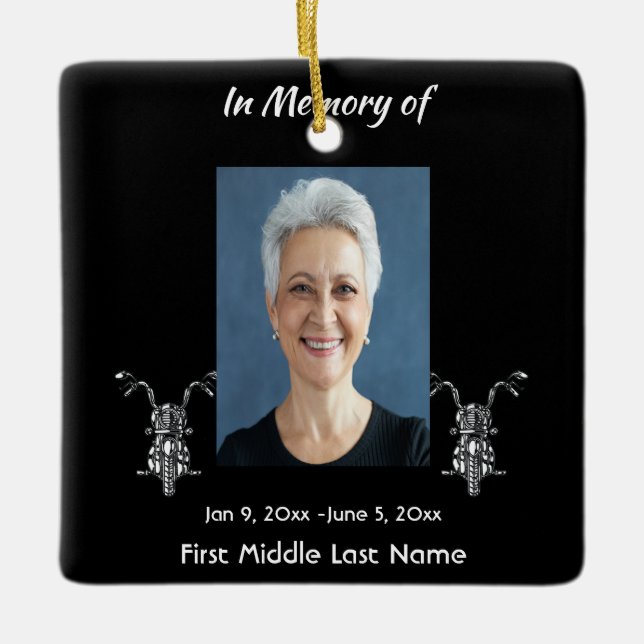  Memorial Photo Motorcycle Biker  Ceramic Ornament (Front)
