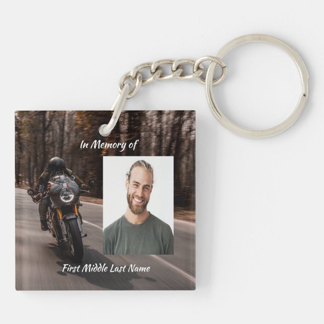 Memorial Photo Motorcycle Biker  Key Ring (Back)