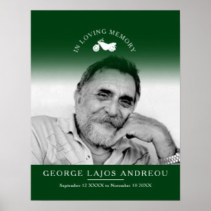 Memorial photo motorcycle funeral custom green poster