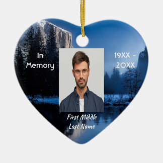 Memorial Photo Mountain Lake Winter Snow Ceramic Tree Decoration