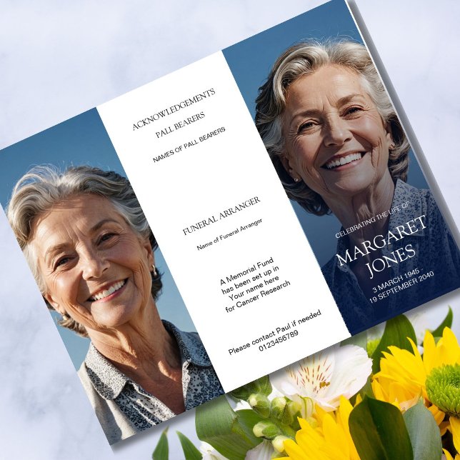 Memorial Photo Order of Ceremony Elegant Trifold (Creator Uploaded)