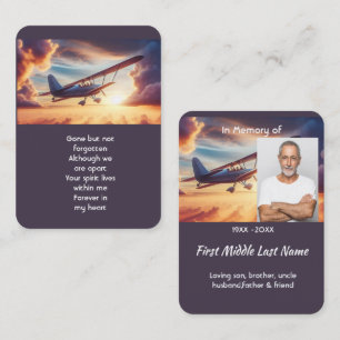 Memorial Photo Pilot Aeroplane Flying Sunset Business Card