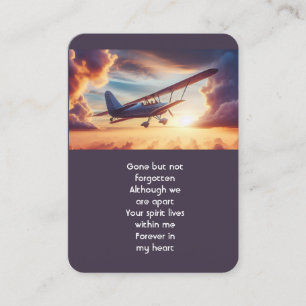 Memorial Photo Pilot Aeroplane Flying Sunset Business Card