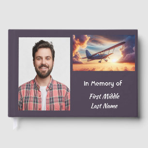 Memorial Photo Pilot Aeroplane Flying Sunset Guest Book