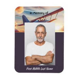 Memorial Photo Pilot Aeroplane Flying Sunset Magnet