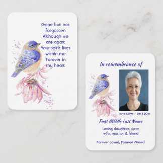Memorial Photo Poem Bluebird Garden Bird Business Card