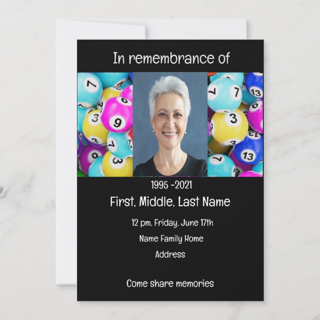 Memorial Photo Prayer Bingo Game Invitation (Back)