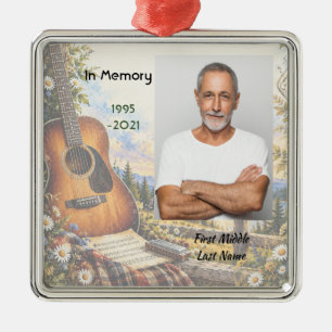Memorial Photo Prayer Card Guitar Musician Music Metal Tree Decoration
