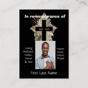 Memorial Photo Prayer Christian Cross Business Card